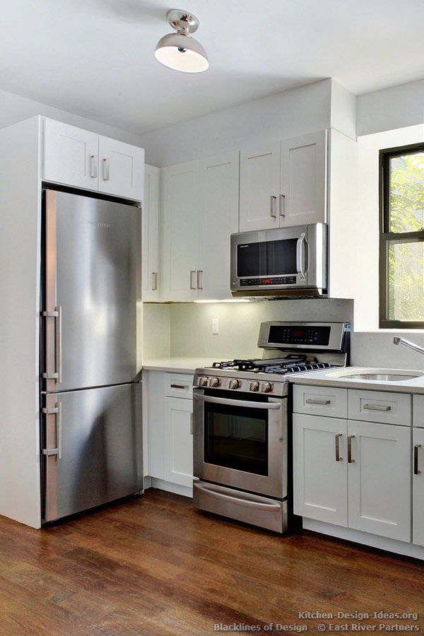 Even in kitchens with a fair amount of space, countertop placement can make a kitchen seem less spacious and less efficient