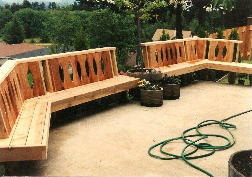 White and wood color lattice deck railing