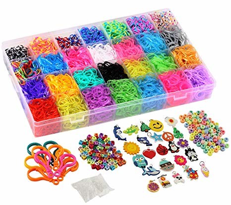 10,860+ Rainbow Loom Bands Refill Set Includes: 10,000 Premium Rubber Bands  42 Unique Colors, 500 Clips, 210+ Beads, 85 ABC Beads to Bracelet Making  Kit for