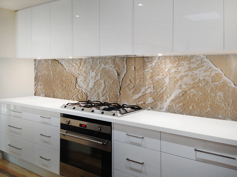 Copper backsplash adds personality to this kitchen