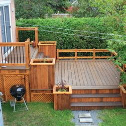 this deck plan is for a large two level deck designed to accomodate a