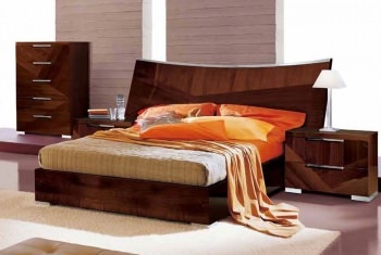 com: ESF Capri & Cindy Beds Modern King Size Italian Walnut Lacquered Bedroom Set: Kitchen & Dining