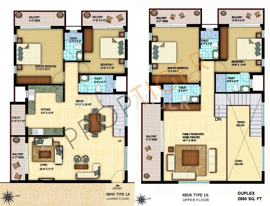 4BHK (Duplex)(9) Super Area: 2790 sq ft, Apartment