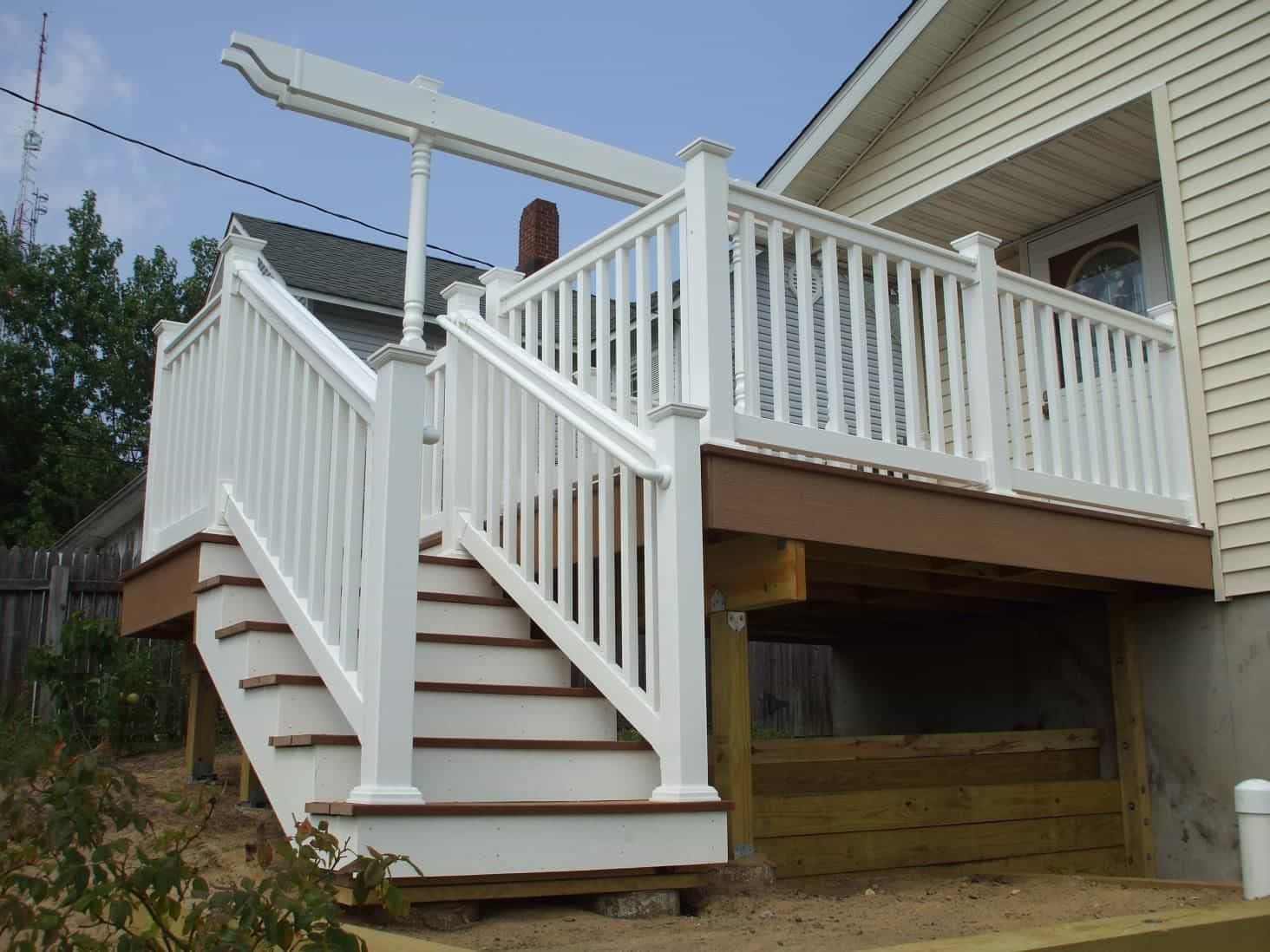 deck staircase designs stair step composite stairs with landing design ideas