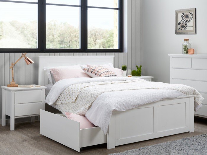 Solid Pine Timber Single Wooden Bed Frame Childrens Kids Bedroom  Furniture White 3