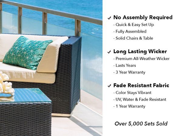 White Caribbean Wicker Patio Furniture Sectional