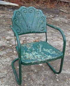 old metal chairs vintage lawn