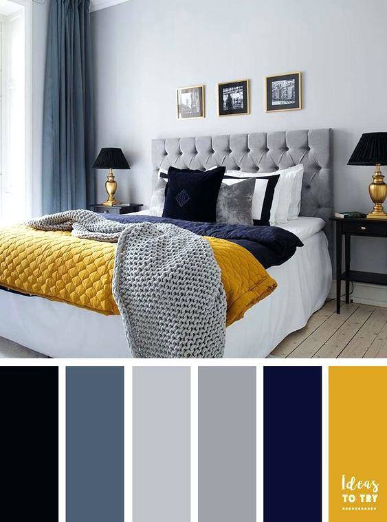 blue and yellow bedroom