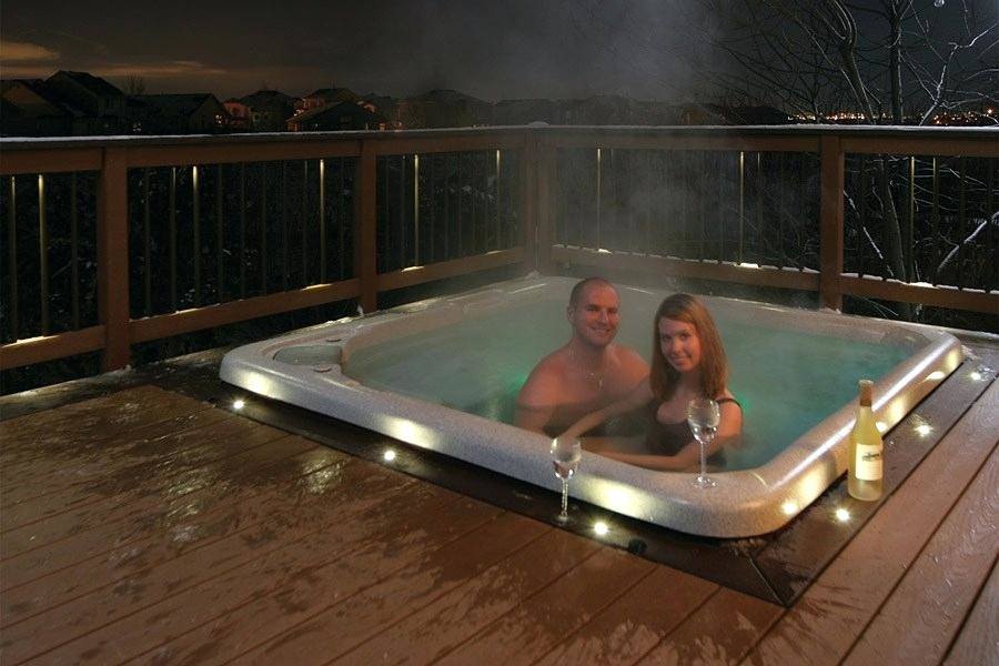 deck with hot tub