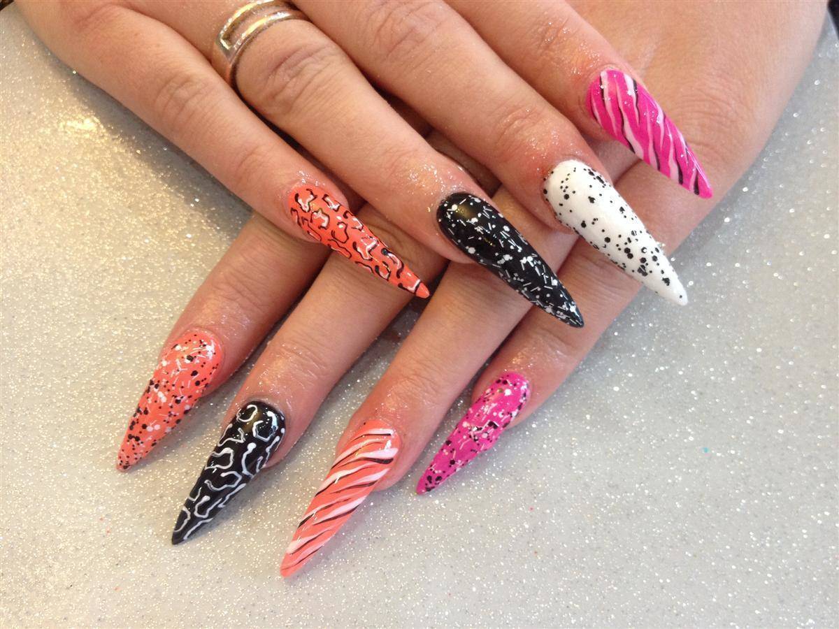Wholesale 2015 Pre Designed Artificial Nails Tips Pink Glittery Fake Nails Diamond French Tips For Nail Designs DIY 2521 Acrylic Nail Kits Acrylic Nail Tips