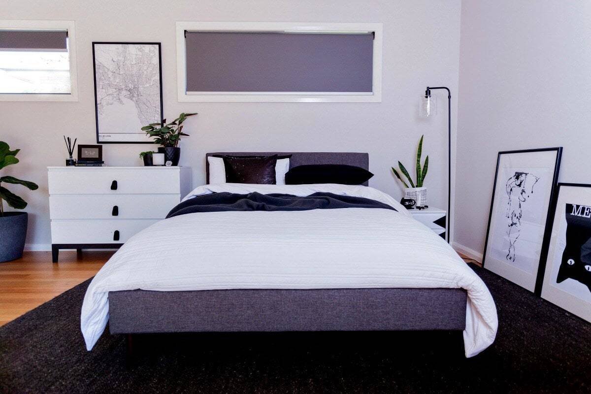 gray bedrooms with black furniture