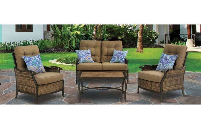 Outdoor Patio and Furniture Medium size Hanover Hudson Square Piece Deep Seating Patio Lounge Set Sofa