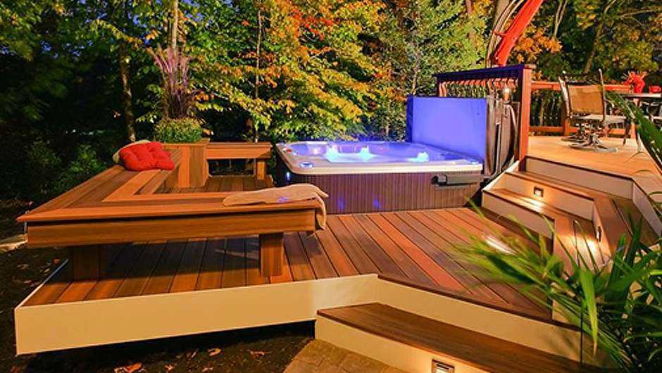 hot tub deck ideas on around above ground pool and design