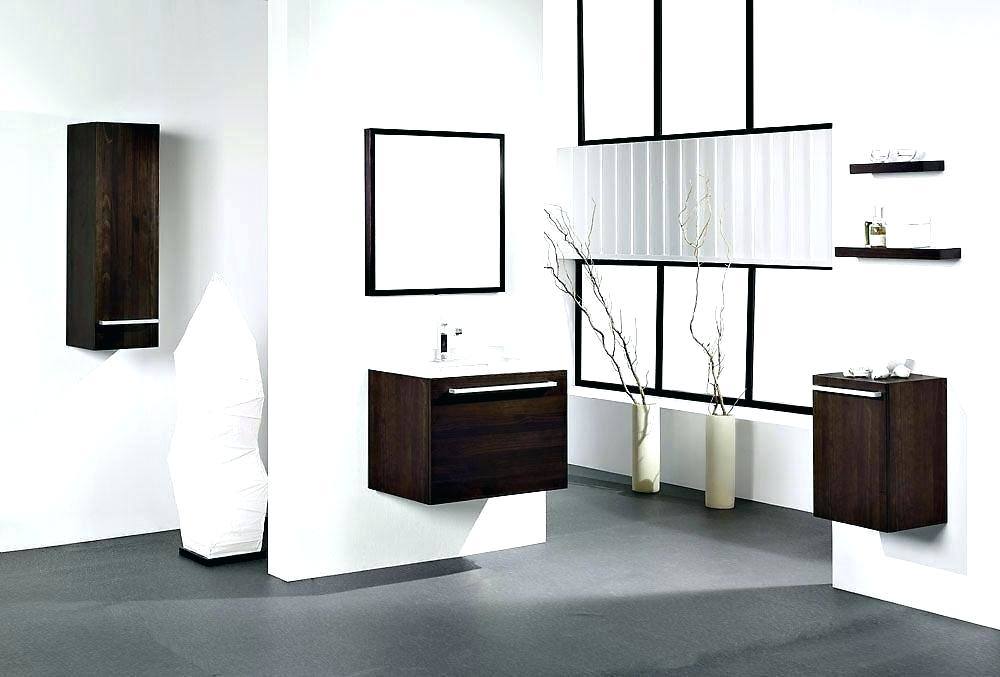 Sleekly lined floating vanities stylishly enhance the perception of space in this breezily modern bathroom design