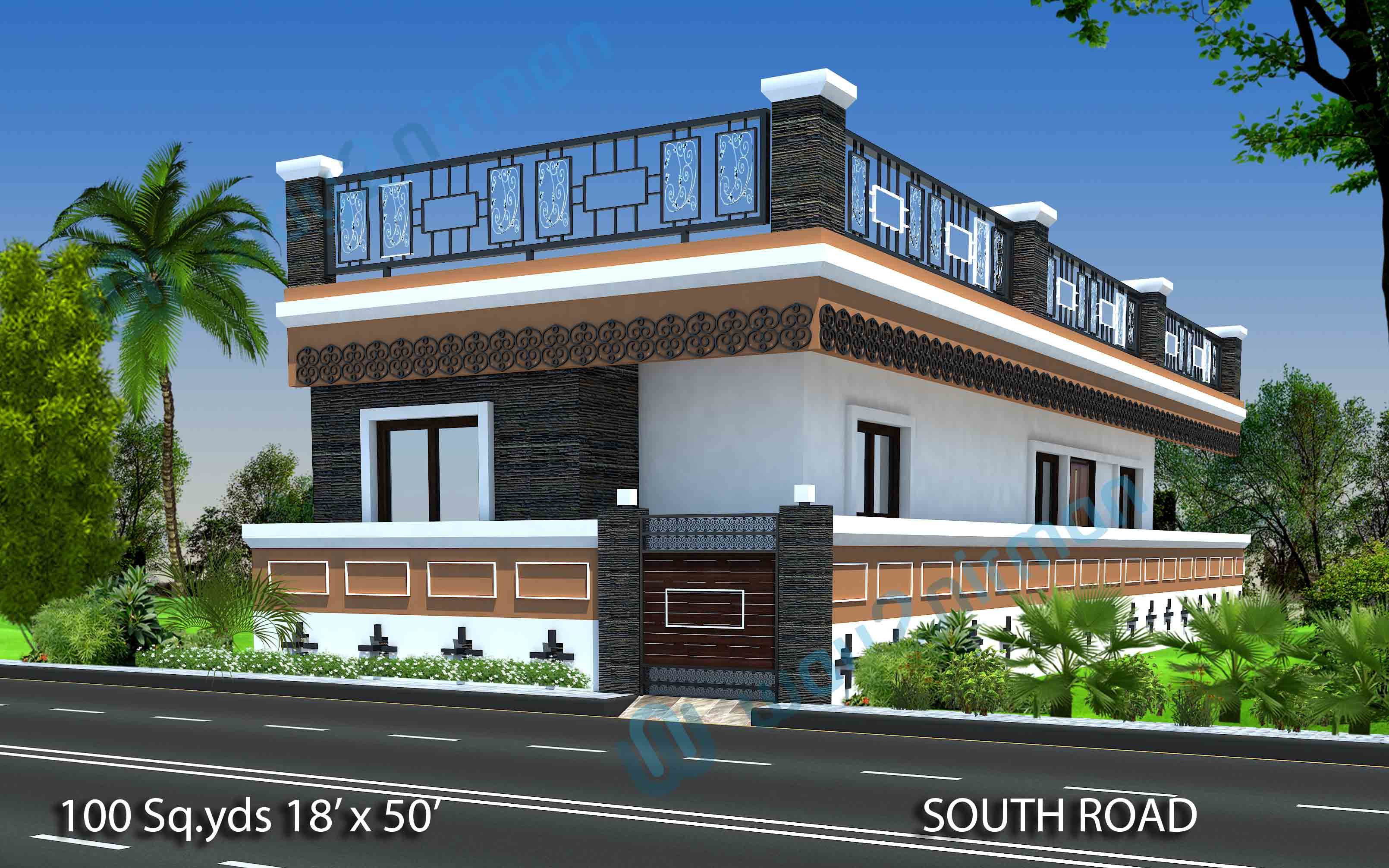 feet 2 BHK Modern House Design