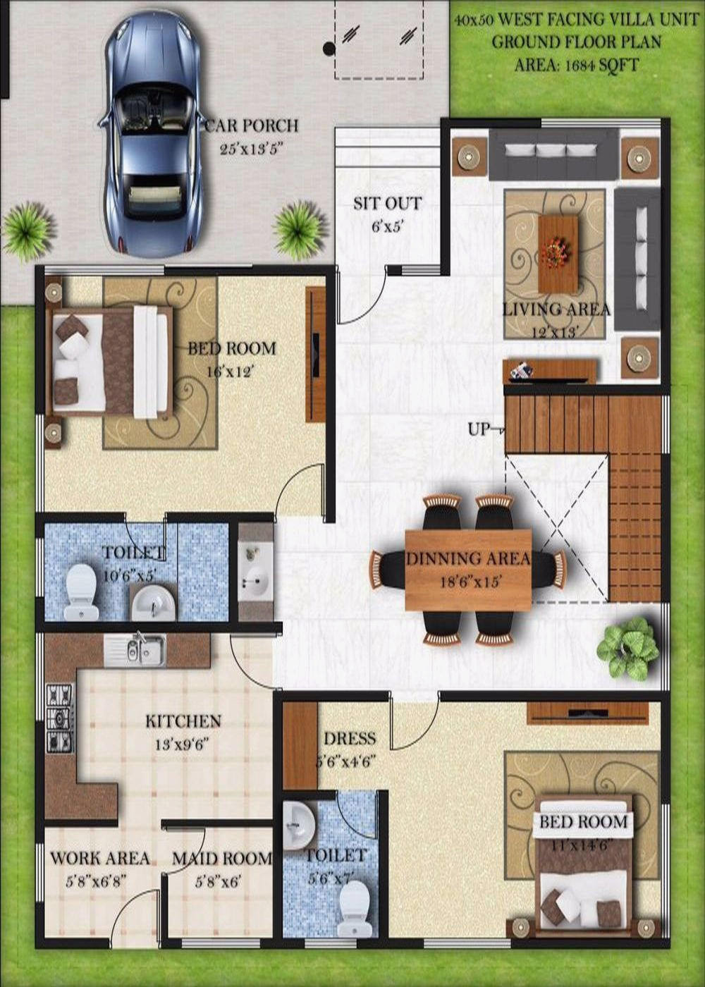 1000 sq yrd house map