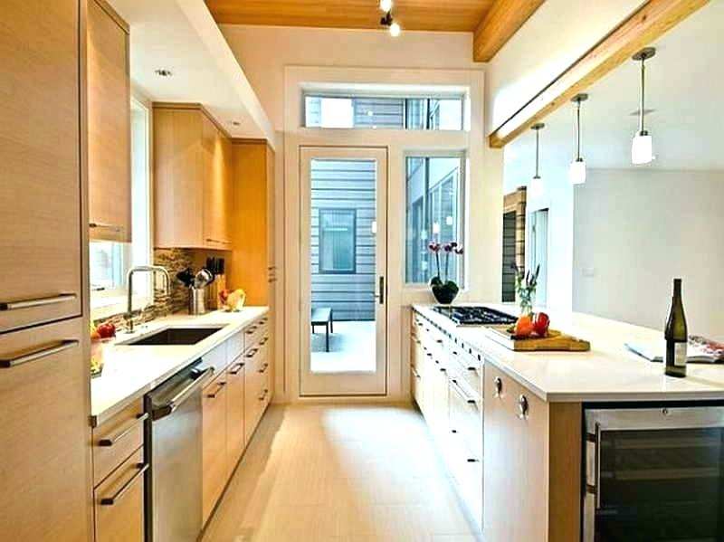 Make It Work: Smart Design Solutions for Narrow Galley Kitchens open cubbies above the cabinets for stashing cookbooks and infrequently used appliances