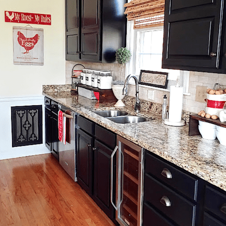 Notice the inset doors with beaded face frame openings in this custom kitchen  cabinetry