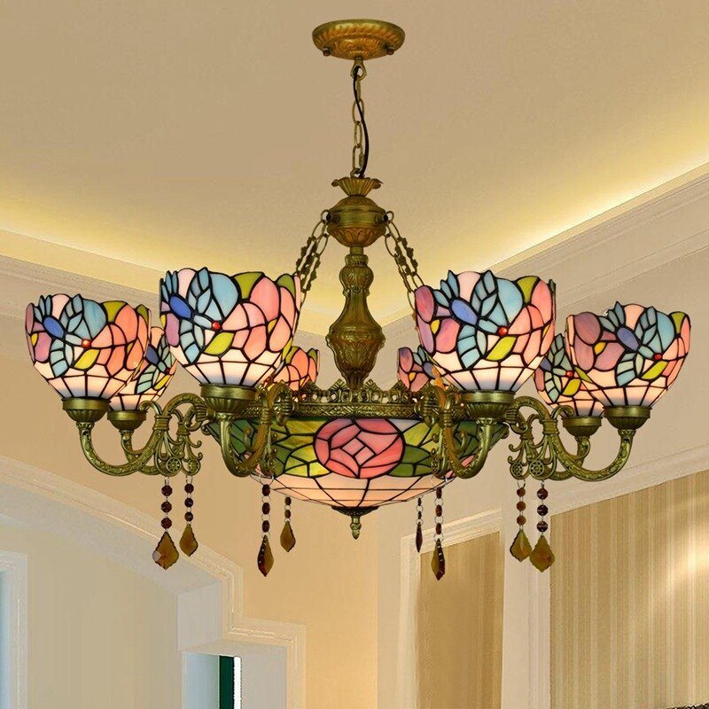 UPC 600210414606 product image for Dining Room Light Fixture Tiffany  Style Stained Glass Ceiling Chandelier Mission