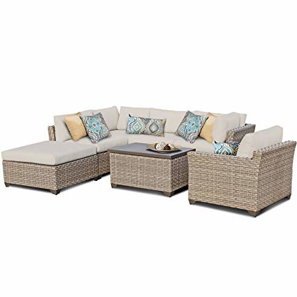 com : TK Classics Monterey 9 Piece Outdoor Wicker Patio Furniture Set, Navy : Garden & Outdoor